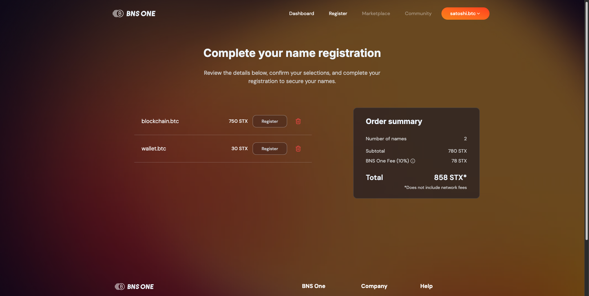 Domain registration flow