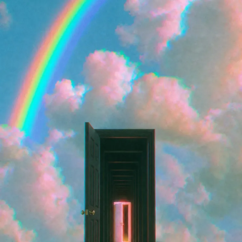 Dreamscape b-roll frame of an infinite doorway