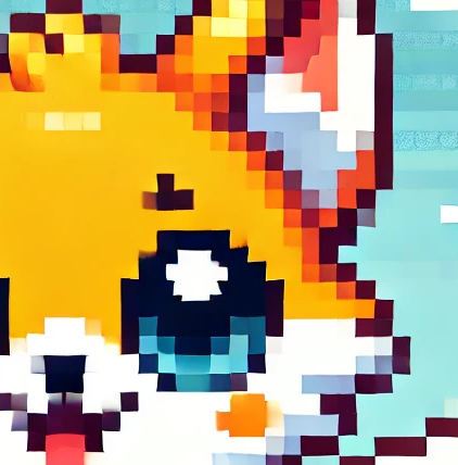 Zoomed-in view of AI-generated pixel art showing inconsistent pixel sizes, blurred edges, and anti-aliasing artifacts