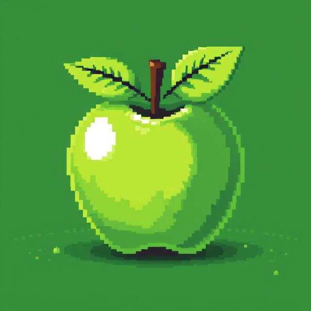 An apple generated by a standard AI art tool, appearing to be pixel art but containing smooth gradients and anti-aliasing when inspected closely
