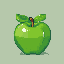 The same apple after conversion through PixelNova, showing a clean pixel grid with limited colors and hard edges